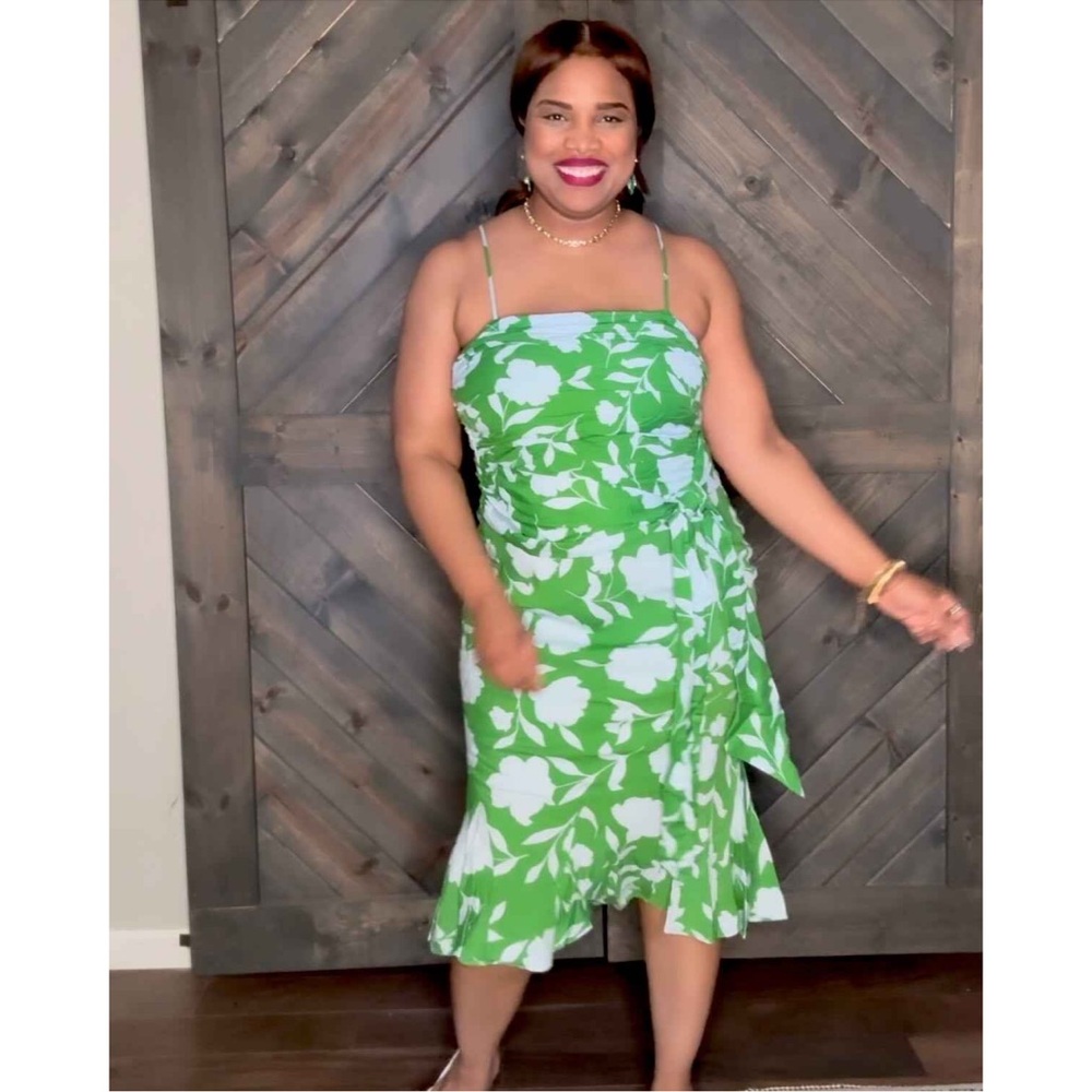 Kate Spade Green Asymmetrical Ruffled Skirt Set